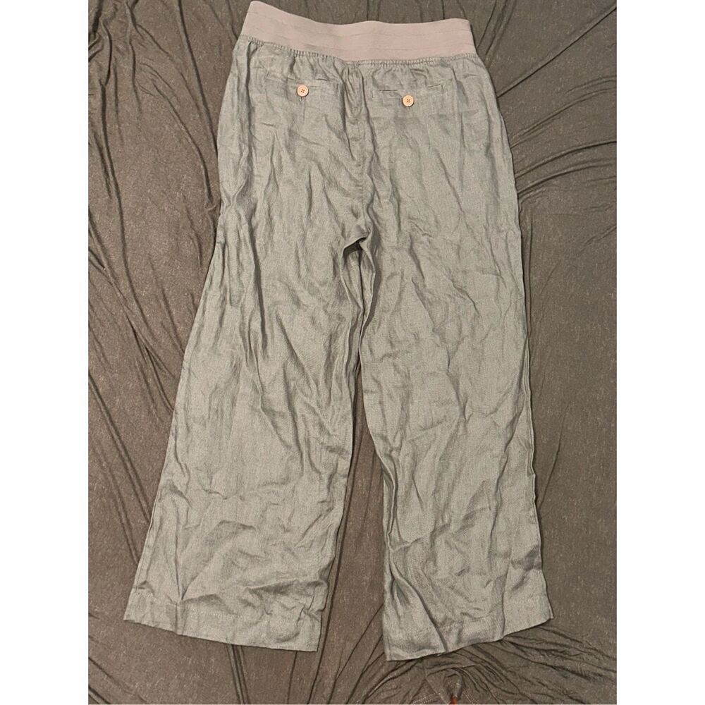 SOFT SURROUNDINGS Women's Wide Leg Pants pull on in khaki green- Size medium Ela - Picture 4 of 6
